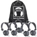 Hamilton Buhl Sack-O-Phones, 5 Gray Favoritz Headsets With In-Line Microphone And TRRS Plug - Stereo - Mini-phone (3.5mm) - Wired - 32 Ohm - 50 Hz - 20 kHz - Over-the-head - Binaural - Ear-cup - 5 ft Cable - Gray