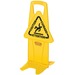 Rubbermaid Commercial Stable Safety Sign with Tri-Lingual "Caution" Imprint - 1 Each - 13.25" (336.55 mm) Width x 26" (660.40 mm) Height x 13" (330.20 mm) Depth - Self Opening Base - Yellow