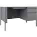 Lorell Fortress Series 48" Right-Pedestal Teachers Desk - 48" x 30"29.5" - Box, File Drawer(s) - Single Pedestal on Right Side - T-mold Edge - Finish: Gray