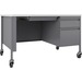 Lorell Fortress Series 48" Mobile Right-Pedestal Teachers Desk - 48" x 30"29.5" - Box, File Drawer(s) - Single Pedestal on Right Side - T-mold Edge - Finish: Gray