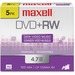 Maxell DVD Rewritable Media - DVD+RW - 4x - 4.70 GB - 5 Pack - 120mm