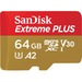 SanDisk Extreme PLUS 64 GB Class 10/UHS-I (U3) microSDXC - 170 MB/s Read - 90 MB/s Write - Lifetime Warranty