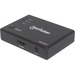 Manhattan HDMI Switch 3-Port (Compact), 4K@60Hz, Connects x3 HDMI sources to x1 display, Remote Control and Manual Switching (via button), AC Powered (cable 1.2m), Black, Three Year Warranty, Blister (With Euro 2-pin plug) - 4K - 3 x 1 - Display, Blu-ray 