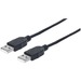 Manhattan USB-A to USB-A Cable, 3m, Male to Male, Black, 480 Mbps (USB 2.0), Hi-Speed USB, Lifetime Warranty, Polybag - 10 ft USB Data Transfer Cable for Notebook, Hub, Computer, MAC - First End: 1 x USB 2.0 Type A - Male - Second End: 1 x USB 2.0 Type A 