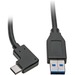 Eaton Tripp Lite Series USB-C to USB-A Cable (M/M), Right-Angle C, USB 3.2 Gen 1 (5 Gbps), Thunderbolt 3 Compatible, 3 ft. (0.91 m) - USB for Hard Drive, Workstation, Tablet, Smartphone, Wall Charger, Car Charger, MacBook, Ultrabook, Chromebook, Printer, 