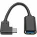 Eaton Tripp Lite Series USB-C to USB-A Adapter (M/F), Right-Angle C, USB 3.2 Gen 1 (5 Gbps), Thunderbolt 3 Compatible, 6-in. (15.24 cm) - USB for Hard Drive, Workstation, Tablet, Smartphone, Wall Charger, MacBook, Ultrabook, Chromebook, Printer, Scanner, 