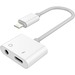 4XEM 8-pin Lightning Adaptor with 3.5mm Audio Port - Lightning/Mini-phone Audio Cable for iPhone, iPod, iPad - First End: 1 x 8-pin Lightning - Male - Second End: 1 x Mini-phone Stereo Audio - Female, 1 x 8-pin Lightning - Female - Splitter Cable - White 