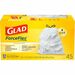 Glad ForceFlex Tall Kitchen Drawstring Trash Bags - 13 gal - 27" Width x 24" Length x 1 mil (25 Micron) Thickness - White - Plastic - 390/Carton - 45 Per Box - Kitchen, School, Breakroom, Home, Day Care, Office