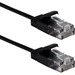 QVS 10ft Slim CAT6 Gigabit Ethernet Space Saver Black Patch Cord - 10 ft Category 6 Network Cable for Network Device, Network Hub, Patch Panel - First End: 1 x RJ-45 Network - Male - Second End: 1 x RJ-45 Network - Male - Patch Cable - Black
