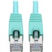 Eaton Tripp Lite Series Cat6a 10G Snagless Shielded STP Ethernet Cable (RJ45 M/M), PoE, Aqua, 1 ft. (0.31 m) - 1 ft Category 6a Network Cable for Network Device, Workstation, Switch, Hub, Patch Panel, Router, Modem, VoIP Device, Surveillance Camera, Serve