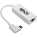 Tripp Lite USB C to Gigabit Adapter Converter USB 3.1 Right-Angle White 6in - Thunderbolt 3 - 1 Port(s) - 1 - Twisted Pair