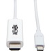 Eaton Tripp Lite Series USB-C to HDMI Adapter Cable (M/M), 4K 60 Hz, 4:4:4, Thunderbolt 3 Compatible, White, 6 ft. (1.8 m) - 5.91 ft HDMI/Thunderbolt 3 A/V Cable for Smartphone, Projector, Chromebook, Notebook, Monitor, Tablet, Audio/Video Device, MacBook