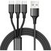 CODi 4' 3-in-1 USB Fast Multi Charging Cable - 4 ft Lightning/Micro-USB/USB Data Transfer Cable for Tablet, Mobile Phone, Wireless Headphone, Camera - First End: USB Type C, Micro USB, Lightning - Second End: USB
