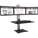 Victor High Rise Electric Triple Monitor Standing Desk - 23" to 34" Screen Support - 37.50 lb Load Capacity - 20" Height x 28" Width x 23" Depth - Desktop, Tabletop - High Pressure Laminate (HPL) - Wood, Steel, Aluminum - Black, Aluminum