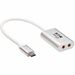 Eaton Tripp Lite Series 2-Port USB-C to 3.5 mm Stereo Audio Adapter - USB 2.0, Silver - 7.87" Mini-phone/USB Audio Cable for Audio Device, Tablet, PC, Notebook, MacBook, Chromebook, Ultrabook, Smartphone, Microphone, Headphone, Speaker, ... - First End: 1