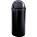 Rubbermaid Commercial Marshal Classic Container - Push Door Opening - 15 gal Capacity - Round - Yes - Durable, Scratch Resistant - 36.5" Height x 15.4" Diameter - Polyethylene, Plastic - Black - 1 Each