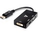 V7 Black Video Adapter DisplayPort Male to VGA Female + DVI-D Female + HDMI Female - 3.94" DVI/DisplayPort/HDMI/VGA A/V Cable for Audio/Video Device, Monitor, Projector - First End: 1 x DisplayPort Digital Audio/Video - Male - Second End: 1 x 15-pin HD-15