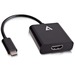 V7 Black USB Video Adapter USB-C Male to HDMI Female - HDMI Digital Audio/Video Female - Type C USB Male - Black
