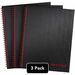 Black n' Red Hardcover Twinwire Business Notebook - Twin Wirebound - 12" x 8.5"1.7" - Matte Cover - Perforated, Bleed Resistant - 3 / Pack