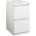 Lorell 20" File/File Mobile File Cabinet with Full-Width Pull - 15" x 19.9" x 27.8" for File - Letter - Mobility, Ball-bearing Suspension, Removable Lock, Pull-out Drawer, Recessed Drawer, Casters, Key Lock - White - Steel - Recycled