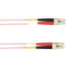 Black Box Fiber Optic Duplex Patch Network Cable - 49.20 ft Fiber Optic Network Cable for Network Device - First End: 2 x LC Network - Male - Second End: 2 x LC Network - Male - 10 Gbit/s - Patch Cable - OFNP - 50/125 µm - Pink - TAA Compliant