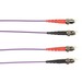 Black Box Fiber Optic Duplex Patch Network Cable - 6.50 ft Fiber Optic Network Cable for Network Device - First End: 2 x ST Network - Male - Second End: 2 x ST Network - Male - 10 Gbit/s - Patch Cable - LSZH - 50/125 µm - Purple - TAA Compliant