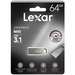 Lexar 64GB JumpDrive M45 USB 3.1 Flash Drive - 64 GB - USB 3.1 - 250 MB/s Read Speed - Silver - 256-bit AES - 5 Year Warranty