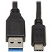 Eaton Tripp Lite Series USB-C to USB-A Cable (M/M), USB 3.2 Gen 1 (5 Gbps), Thunderbolt 3 Compatible, 20-in. (50.8 cm) - 1.67 ft USB Data Transfer Cable for Wall Charger, Car Charger, External Hard Drive, Flash Drive, Computer, Notebook, Docking Station, 