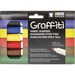 Marvy Graffiti Fabric Markers - Medium Marker Point - Tapered Marker Point Style - Red, Blue, Green, Brown, Yellow, Black Pigment-based Ink - 6 / Set