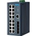Advantech 16GE+4SFP Port Gigabit Unmanaged Industrial Switch - 16 Ports - 2 Layer Supported - Modular - 4 SFP Slots - Twisted Pair, Optical Fiber - DIN Rail Mountable - 5 Year Limited Warranty
