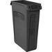 Rubbermaid Commercial Slim Jim 23-Gallon Vented Waste Containers - 23 gal Capacity - Rectangular - Durable - 30" Height x 11" Width x 22" Depth - Black - 4 / Carton