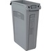 Rubbermaid Commercial Slim Jim 23-Gallon Vented Waste Containers - 23 gal Capacity - Rectangular - Durable, Handle - 30" Height x 11" Width x 22" Depth - Gray - 4 / Carton