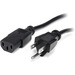 StarTech.com 10ft (3m) Computer Power Cord, NEMA 5-15P to C13, 10A 125V, 18AWG, 10 Pack, Replacement PC Power Cord, TV/Monitor Power Cable - 10ft (3m) 18AWG flexible computer power cord w/ NEMA 5-15P and IEC 60320 C13 connectors; Rated for 125V 10A; UL li