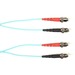 Black Box Fiber Optic Duplex Patch Network Cable - 3.20 ft Fiber Optic Network Cable for Network Device - First End: 2 x ST Network - Male - Second End: 2 x ST Network - Male - 10 Gbit/s - Patch Cable - OFNP - 50/125 µm - Aqua - TAA Compliant