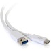 C2G 3ft USB 3.0 Type C to USB A - USB Cable White M/M - 3 ft USB/USB-C Data Transfer Cable for Tablet, Smartphone, Notebook - First End: 1 x USB 3.0 Type A - Male - Second End: 1 x USB 3.0 Type C - Male - 5 Gbit/s - White