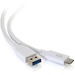 C2G 10ft USB 3.0 Type C to USB A - USB Cable White M/M - 10 ft USB/USB-C Data Transfer Cable for Tablet, Smartphone, Notebook - First End: 1 x USB 3.0 Type A - Male - Second End: 1 x USB 3.0 Type C - Male - 5 Gbit/s - White