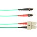 Black Box Fiber Optic Duplex Patch Network Cable - 6.50 ft Fiber Optic Network Cable for Network Device - First End: 2 x ST Network - Male - Second End: 2 x SC Network - Male - 10 Gbit/s - Patch Cable - LSZH - 50/125 µm - Green - TAA Compliant