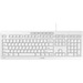 CHERRY STREAM Keyboard - Cable Connectivity - USB Interface - 104 Key Multimedia, Browser, Email, Calculator, Lock, Volume Down, Volume Up, Previous Track, Next Track, Play/Pause Hot Key(s) - English (US) - QWERTY Layout - Rubber Dome Keyswitch - Pale Gra