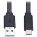 Eaton Tripp Lite Series USB-A to USB-C Flat Cable - M/M, USB 2.0, Black, 3 ft. (0.91 m) - 3 ft USB/USB-C Data Transfer Cable for Smartphone, Computer, Wall Charger, Car Charger, Mobile Device, MacBook Pro, Notebook, Tablet, USB Hub - First End: 1 x Type A