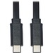 Eaton Tripp Lite Series USB-C Flat Cable (M/M), USB 2.0, Black, 3 ft. (0.91 m) - 3 ft USB-C Data Transfer Cable for Smartphone, Computer, Wall Charger, Mobile Device, MacBook Pro, Notebook, Tablet, PC, Power Bank, Docking Station, USB Hub - First End: 1 x