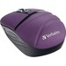 Verbatim Wireless Mini Travel Mouse, Commuter Series - Purple - Optical - Wireless - Radio Frequency - 2.40 GHz - Purple - 1000 dpi - 3 Button(s)