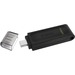Kingston DataTraveler 70 USB-C Flash Drive - 128 GB - USB 3.2 (Gen 1) Type C - Black - Lifetime Warranty