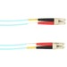 Black Box Fiber Optic Duplex Patch Network Cable - 98.40 ft Fiber Optic Network Cable for Network Device - First End: 2 x LC Network - Male - Second End: 2 x LC Network - Male - 10 Gbit/s - Patch Cable - LSZH - 50/125 µm - Aqua - TAA Compliant