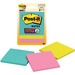 Post-it Super Sticky Notes, 3" x 3" , Miami, Pack Of 3 Pads - 3" x 3" - Square - Aqua Wave, Neon Green, Neon Pink - Super Sticky, Recyclable, Reusable, Adhesive - 3 / Pack