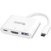 Plugable USB-C Multiport Adapter - for Notebook/Monitor - 60 W - USB Type C - 4K - 3840 x 2160 - 1 x USB Type-A Ports - USB Type-A - 1 x USB Type-C Ports - USB Type-C - 1 x HDMI Ports - HDMI - White - Thunderbolt - Wired - Windows, iPadOS, macOS, Chrome O