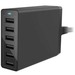 4XEM 6-Port USB Charger - 1 Pack - 120 V AC, 230 V AC Input - 5 V DC/10 A Output - Black