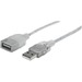 Manhattan USB-A to USB-A Extension Cable, 1.8m, Male to Female, 480 Mbps (USB 2.0), Hi-Speed USB, Translucent Silver, Lifetime Warranty, Polybag - 5.91 ft USB Data Transfer Cable for Computer, Printer, Keyboard, Peripheral Device - First End: 1 x USB 2.0 