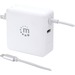 Manhattan Wall/Power Charger (Euro 2-pin), USB-C and USB-A ports, USB-C Output: 60W / 3A, USB-A Output: 2.4A, USB-C 1m Cable Built In, White, Three Year Warranty, Box - 5 V DC/3 A, 9 V DC, 12 V DC, 15 V DC, 19 V DC, 20 V DC Output