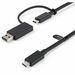 StarTech.com 3ft/1m USB-C Cable with USB-A Adapter Dongle, USB-C to C (10Gbps/PD), USB-A to C (5Gbps), 2-in-1 USB C Cable for Hybrid Dock - 3.3ft USB C cable with USB A adapter dongle - USB C to C cable (10Gbps/100W PD 3.0) and attached USB C to A adapter