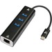 V7 Gigabit Ethernet Adapter USB-C Male to USB A Female x 3, RJ45 Black - USB 3.2 (Gen 1) Type C - External - 3 USB Port(s) - 1 Network (RJ-45) Port(s) - 3 USB 3.0 Port(s) - PC, Mac, Chrome